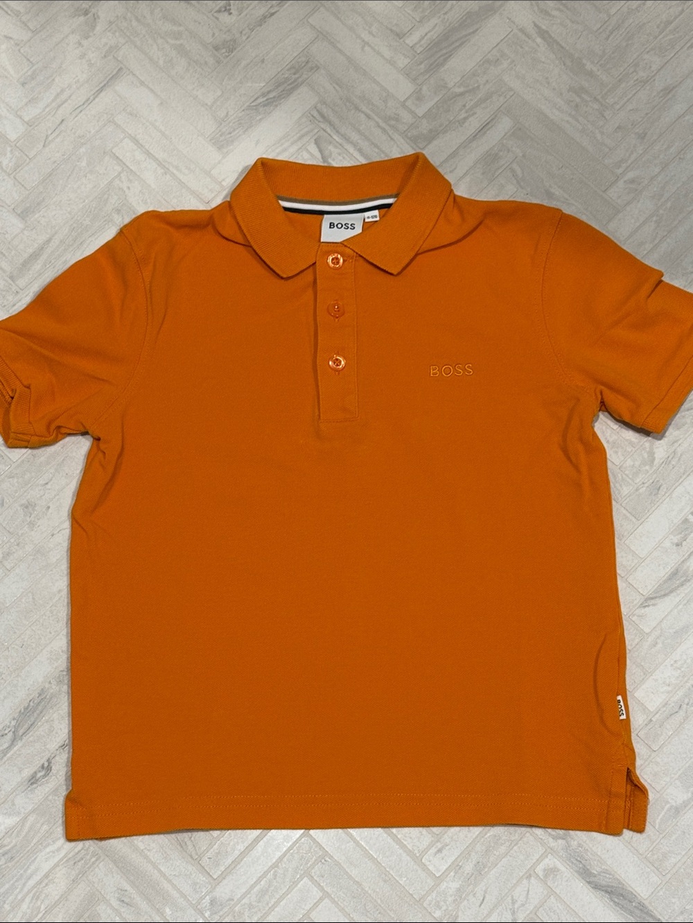 Boss Boys Bright Orange Pique Polo Shirt, size 8